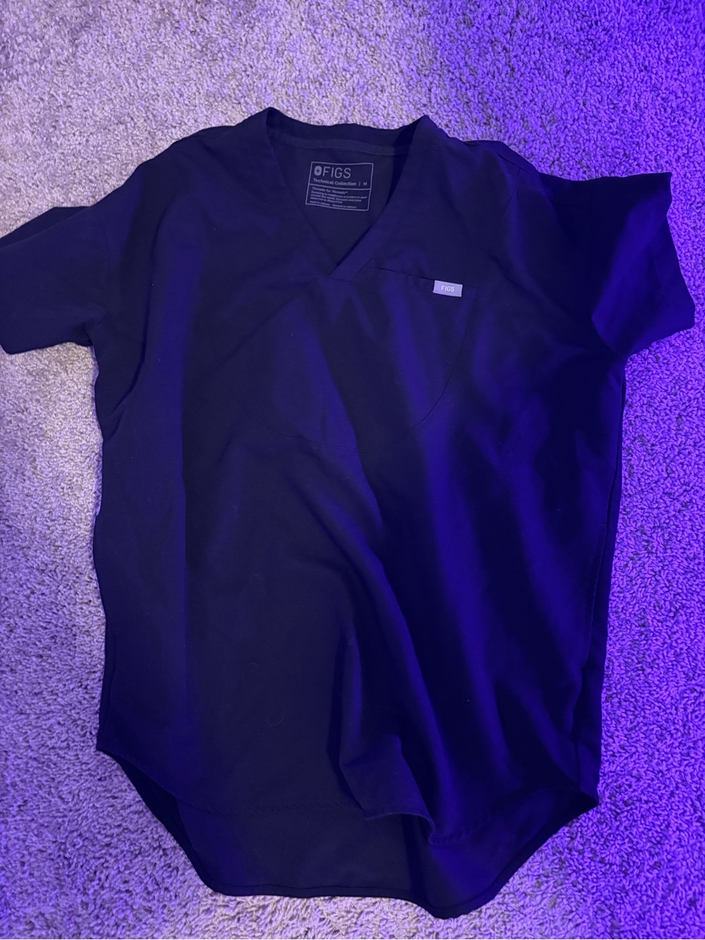Figs Black V-Neck Scrub Top with Logo Tab